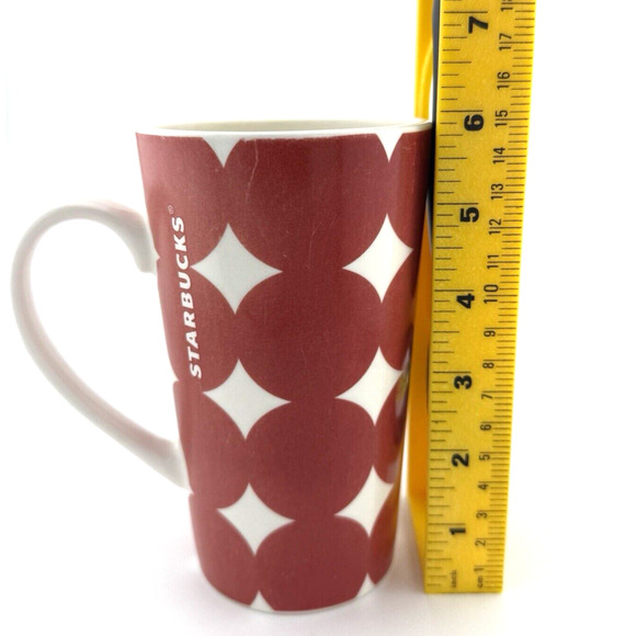 Starbucks 14 oz Coffee Cup Travel Mug No Lid Red large Polka Dots 2018 FADED - Picture 10 of 11